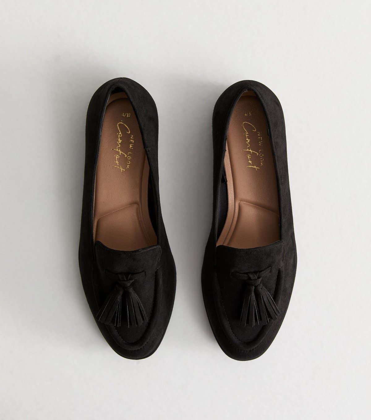 New Look Women's Black Suedette Tassel Loafers Vegan New Look
