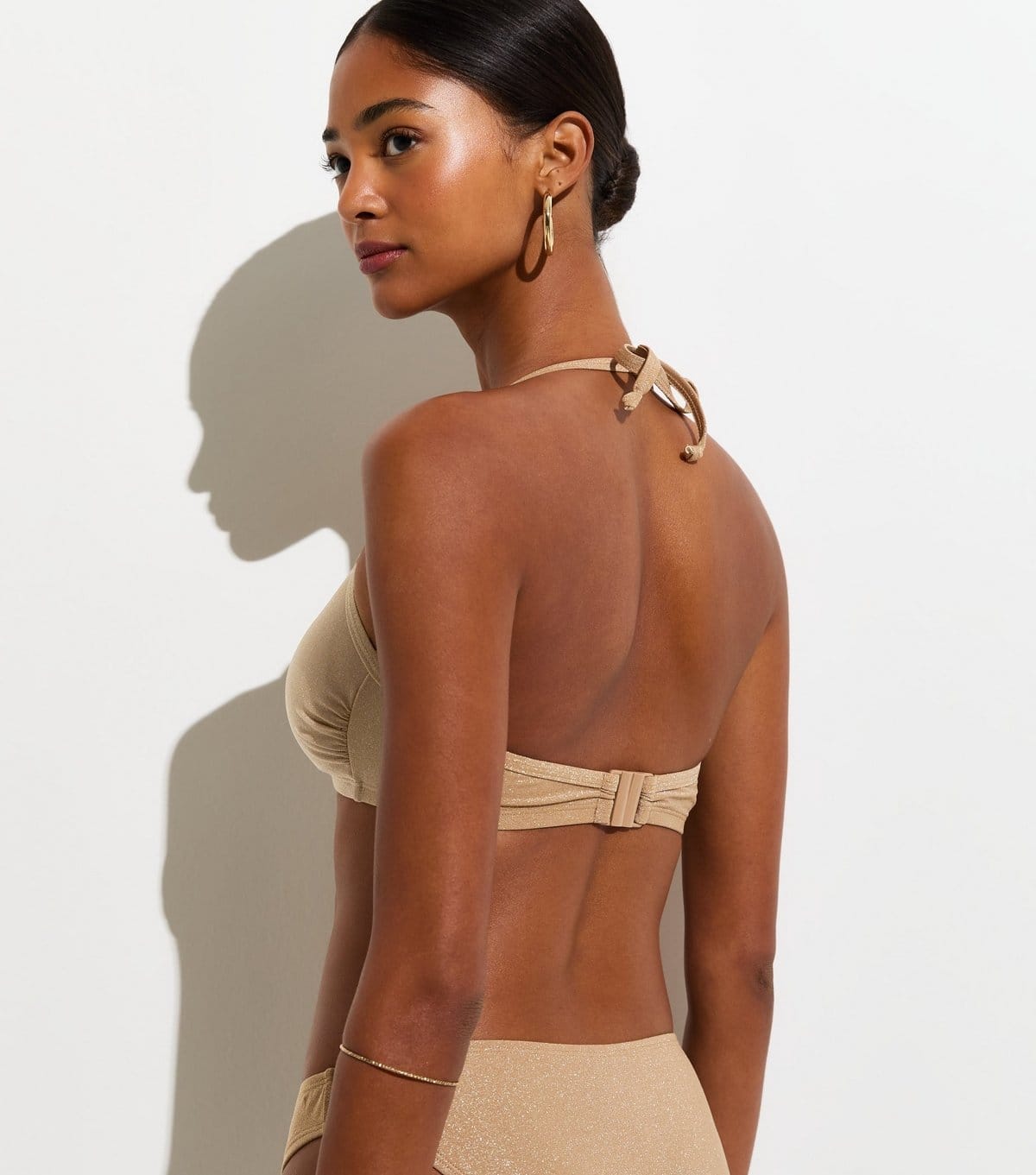 New Look Women's Gold Shimmer O-Ring Bikini Top New Look - 4