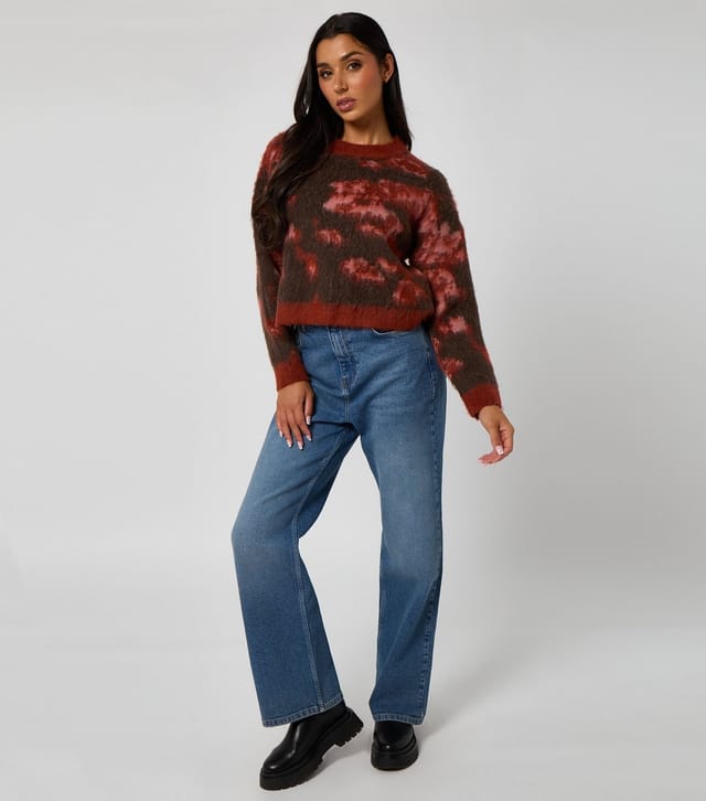 Urban Bliss Women's Red Brushed Abstract Pattern Jumper Urban Bliss New Look - 3