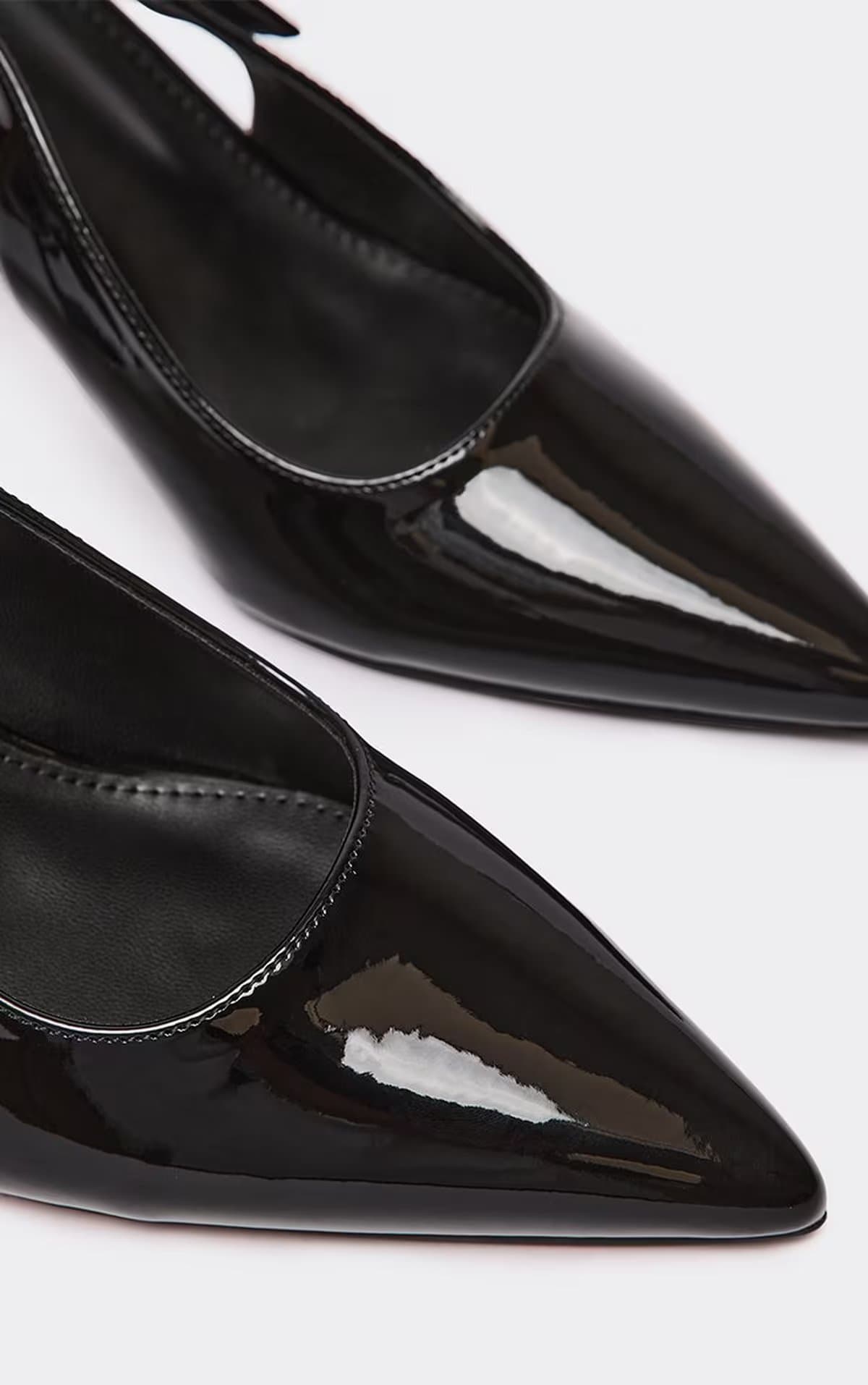 EGO Ego Black Patent Pointed Toe Slingback Court Heel