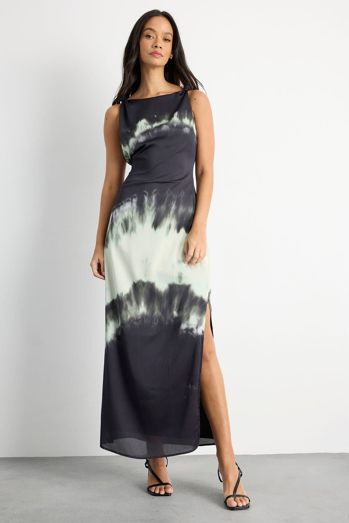 Warehouse Warehouse Women's Knot Shoulder Ombre Print Maxi Slip Dress