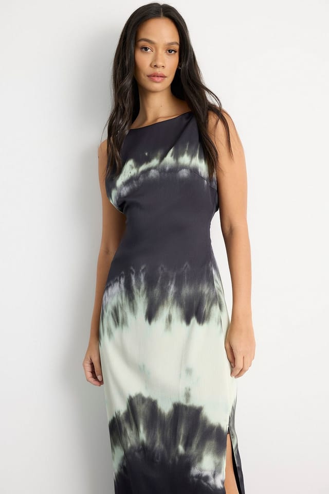 Warehouse Warehouse Women's Knot Shoulder Ombre Print Maxi Slip Dress - 2
