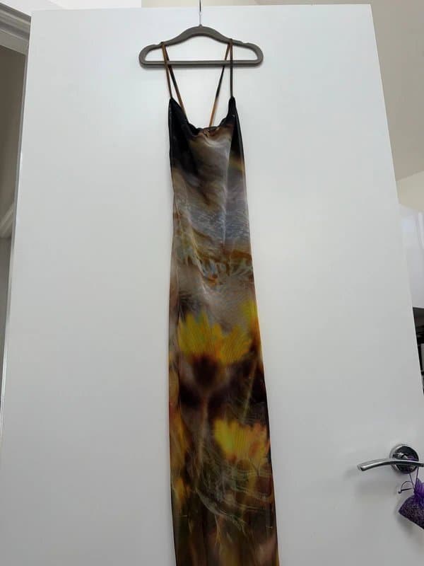 Bershka Bershka mesh flower print maxi bodycon dress small
