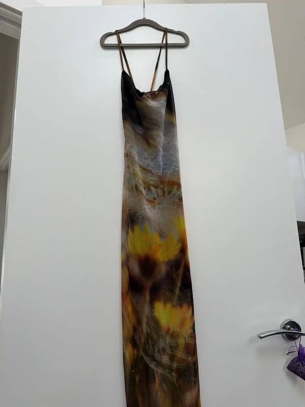 Bershka Bershka mesh flower print maxi bodycon dress small - 1