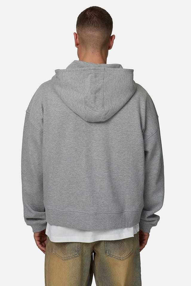 Good For Nothing Good For Nothing Men's Boxy Zip Hoodie with Embroidered Logo in Grey - 2