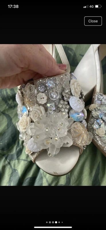ASOS ASOS size 6 embellished white heels open toe gems beads wedding occasion statement - 1