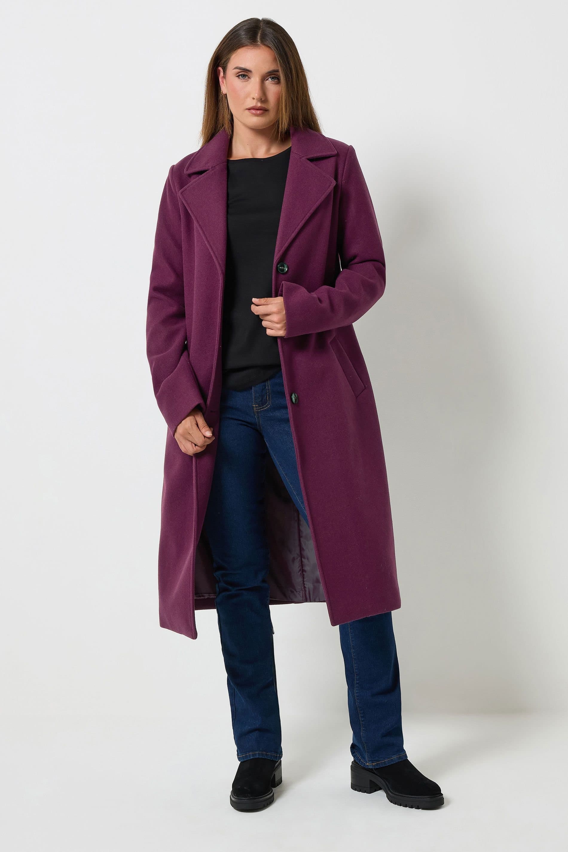 Long Tall Sally Long Tall Sally Women's Tall Formal Midi City Coat in Burgundy