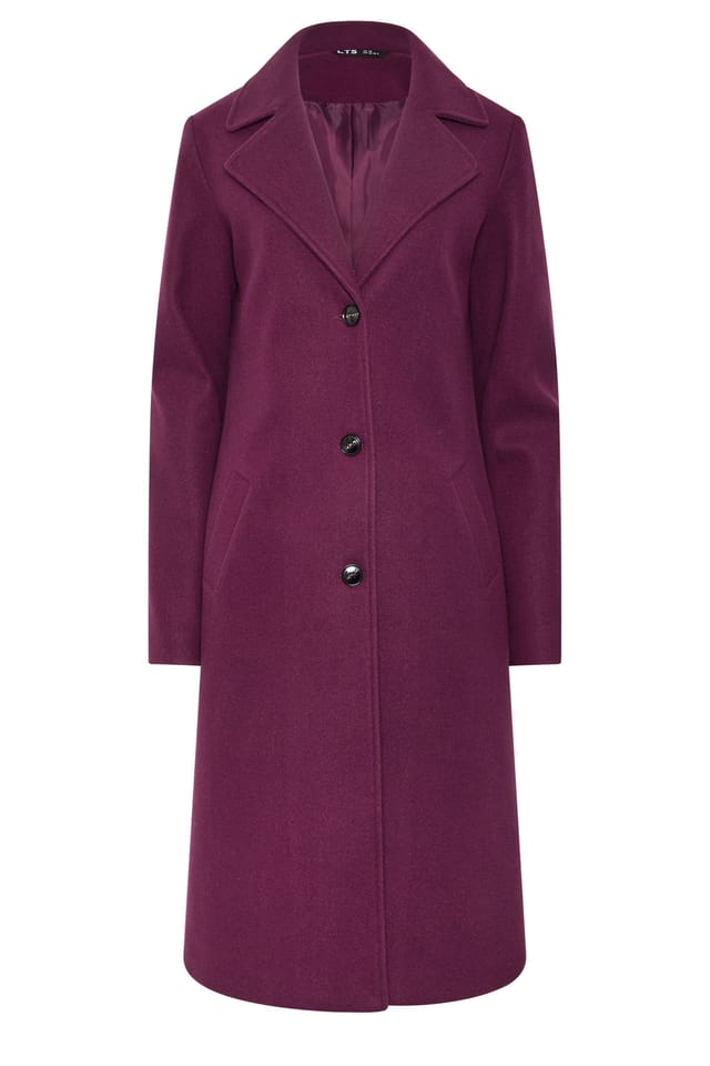 Long Tall Sally Long Tall Sally Women's Tall Formal Midi City Coat in Burgundy - 3