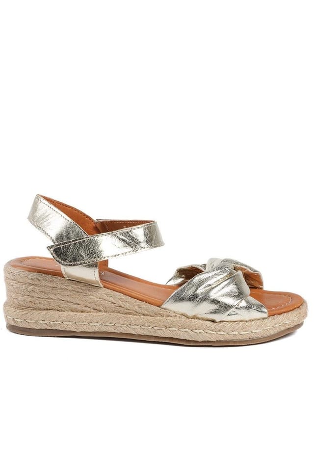 Jones Bootmaker Jones Bootmaker Women's Randine Adjustable Fasten Leather Espadrilles in Gold - 2