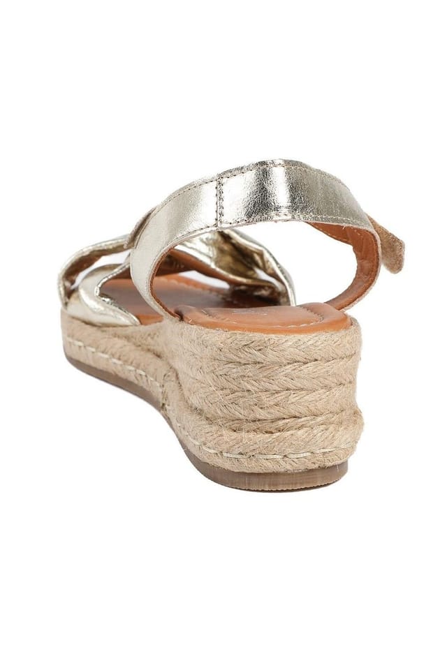 Jones Bootmaker Jones Bootmaker Women's Randine Adjustable Fasten Leather Espadrilles in Gold - 3