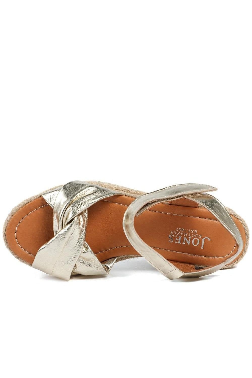 Jones Bootmaker Jones Bootmaker Women's Randine Adjustable Fasten Leather Espadrilles in Gold - 4