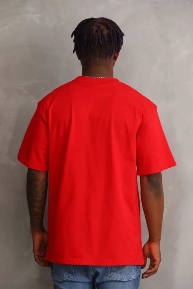 Janes Janes Men's Oversized Crew Neck Printed T-Shirt in Red - 2