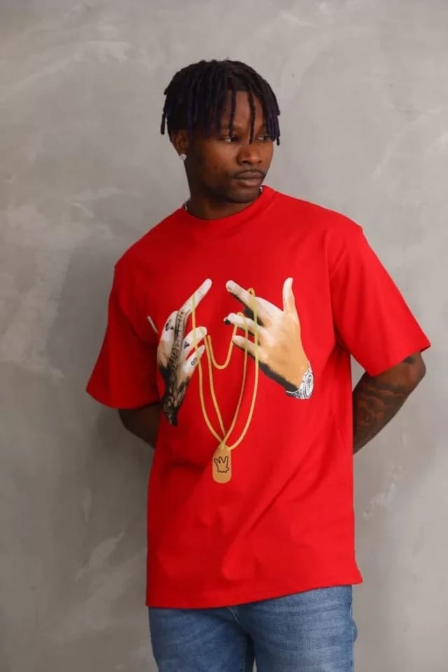 Janes Janes Men's Oversized Crew Neck Printed T-Shirt in Red - 3