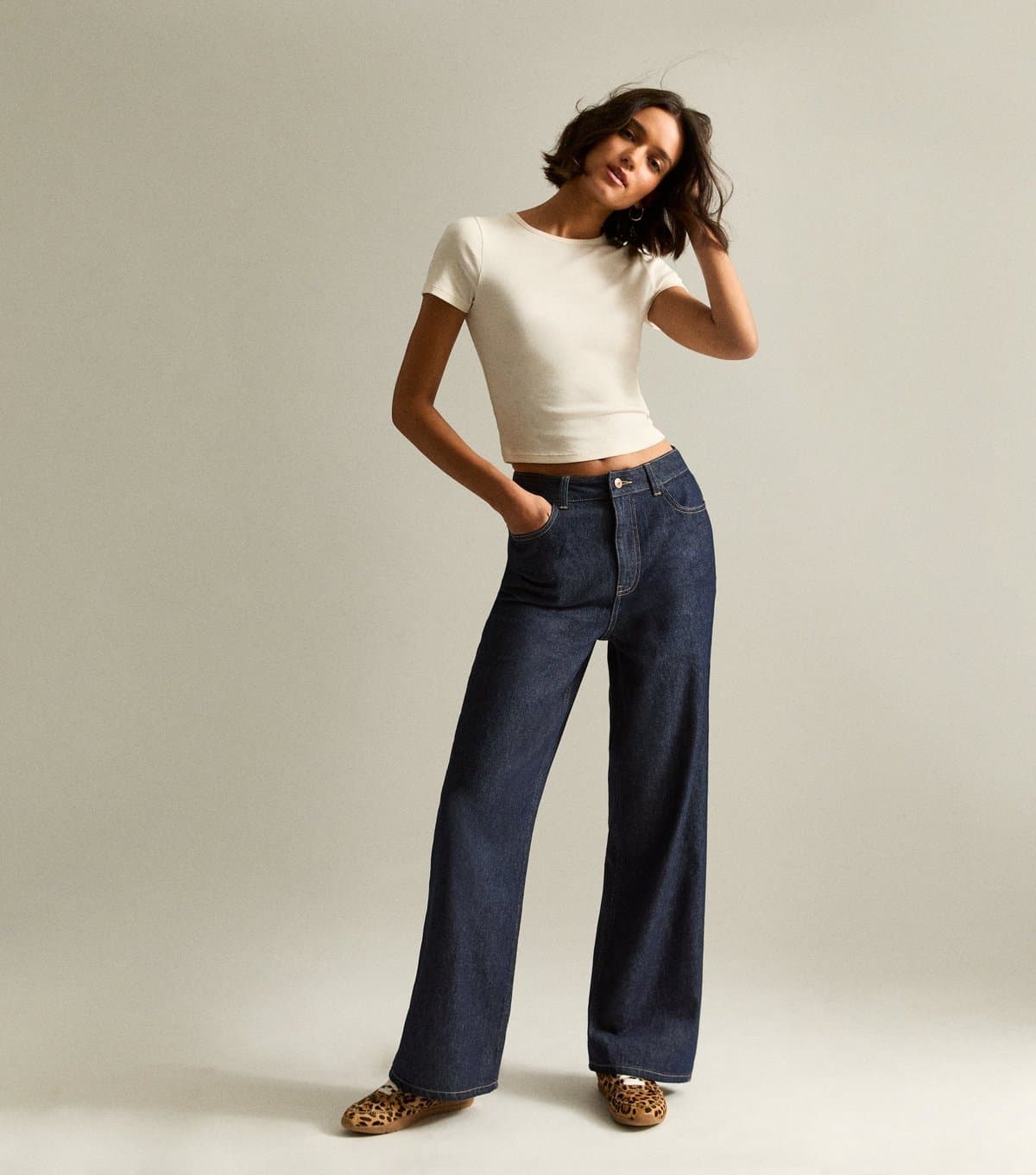 New Look Women's Navy Adalae High Waisted Wide Leg Jeans New Look