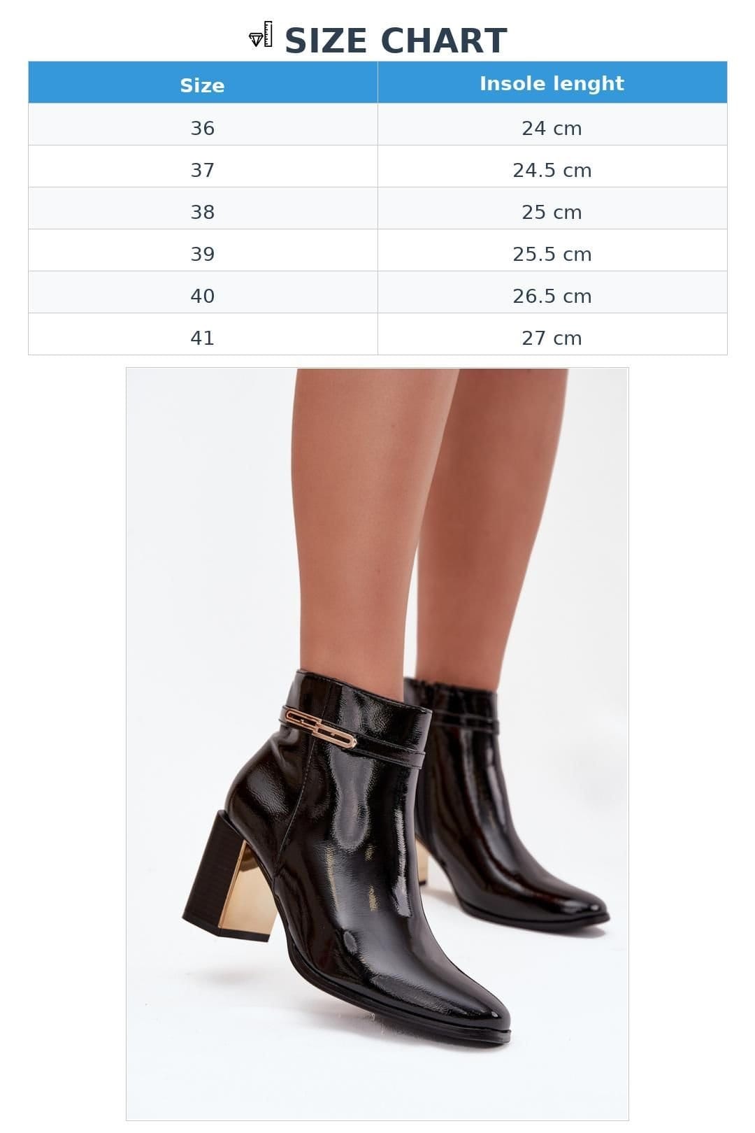 Love Lace Love Lace Women's Patent Ankle Boots with Pillar Heel Insulated Lining Zipper in Black - 4