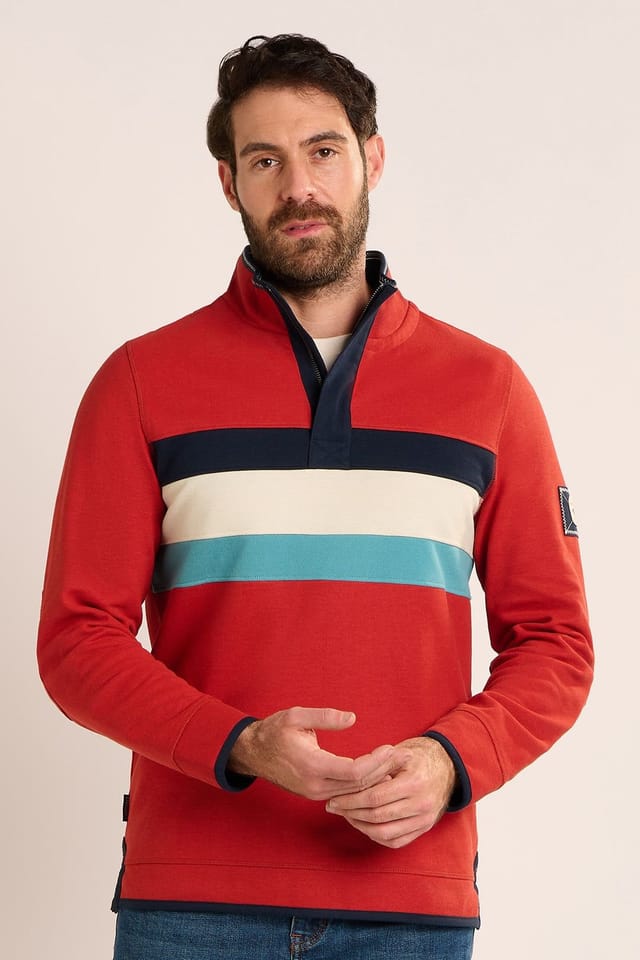 Brakeburn Brakeburn Men's TALBOT QUARTER ZIP SWEATSHIRT in Red - 2