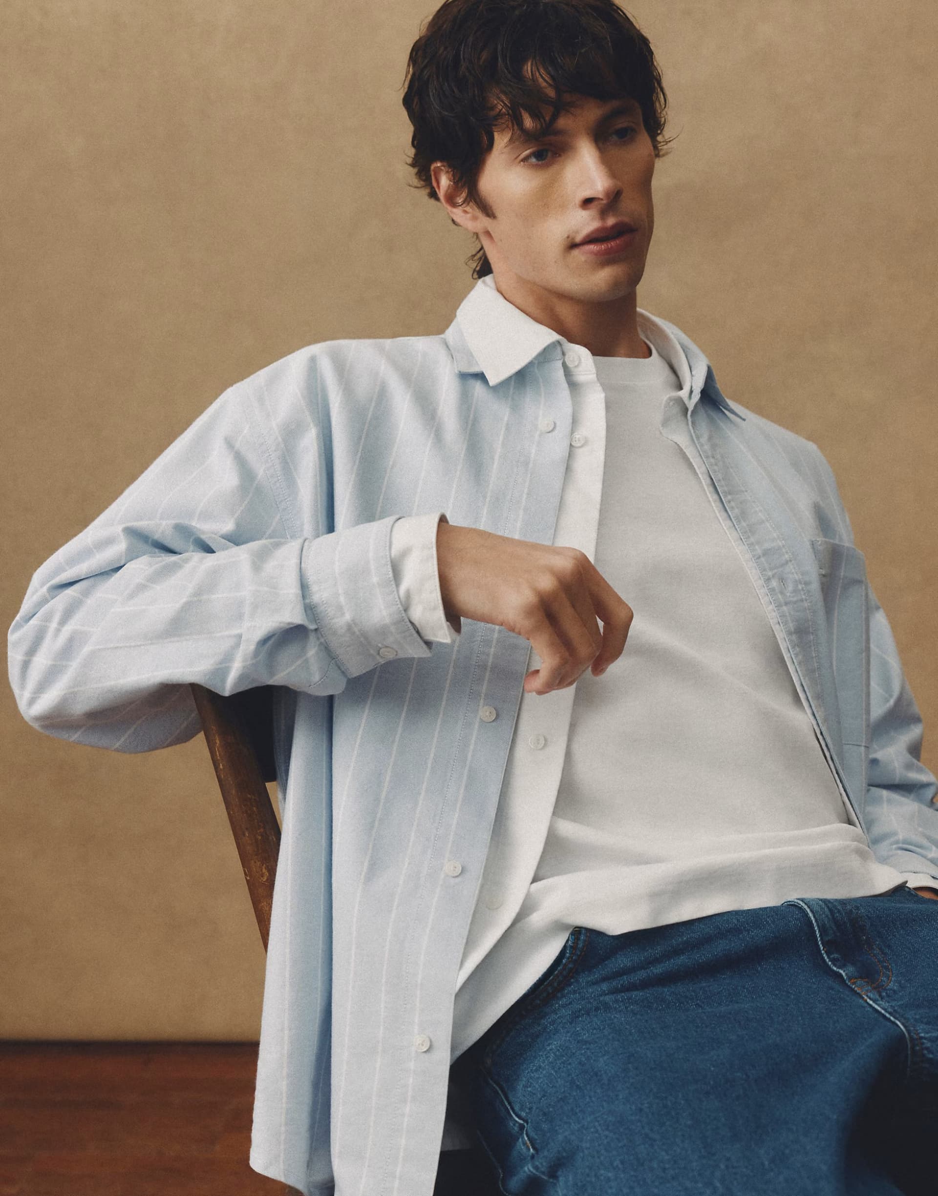 ASOS ASOS COLLECTIVE super oversized stripe oxford shirt in blue and white