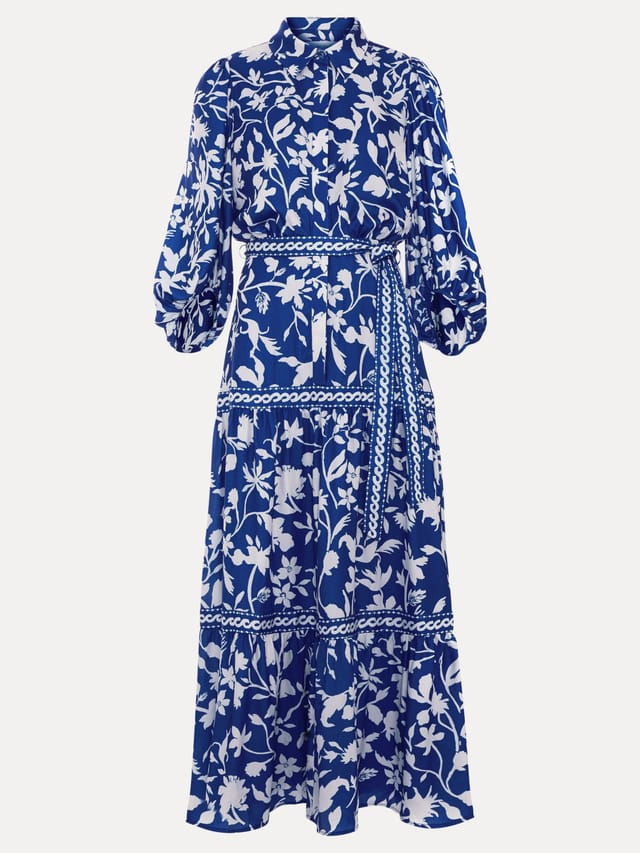 Phase Eight Phase Eight Women's Coralie Floral Print Shirt Dress in Cobalt - 2