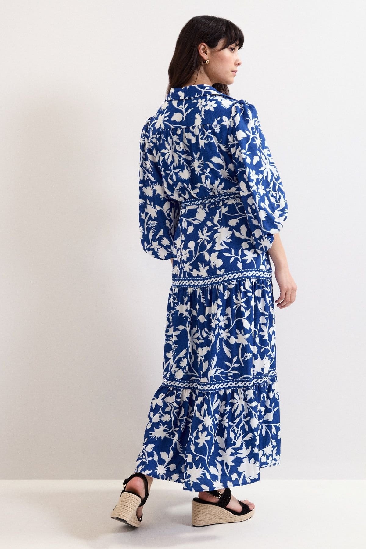 Phase Eight Phase Eight Women's Coralie Floral Print Shirt Dress in Cobalt - 4