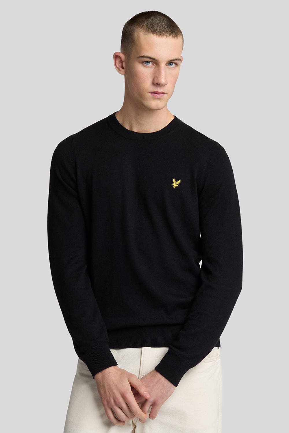 Lyle & Scott Lyle & Scott Men's Cotton Merino Crew Neck Jumper Jet Black - 2