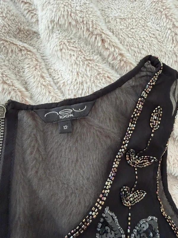New Look Vintage New look embellished beaded mesh cami top