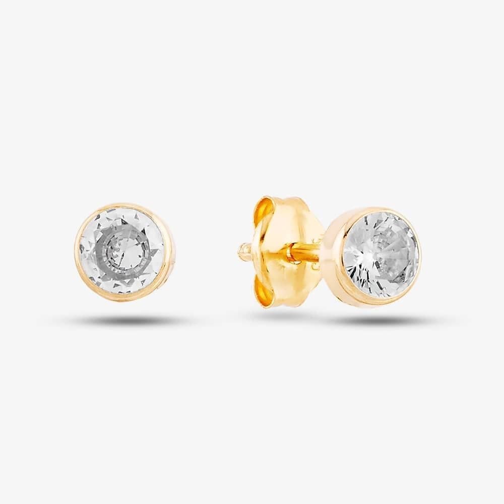 T.H.Baker T.H.Baker Women's 9ct Yellow Gold Cubic Zirconia Stud Earrings 1.57.9949