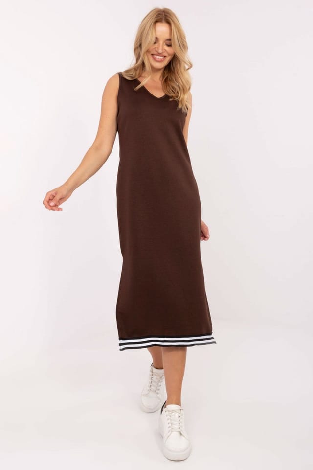 Love Lace Love Lace Women's Casual Hooded Sweatshirt Midi Dress Set in Brown - 2