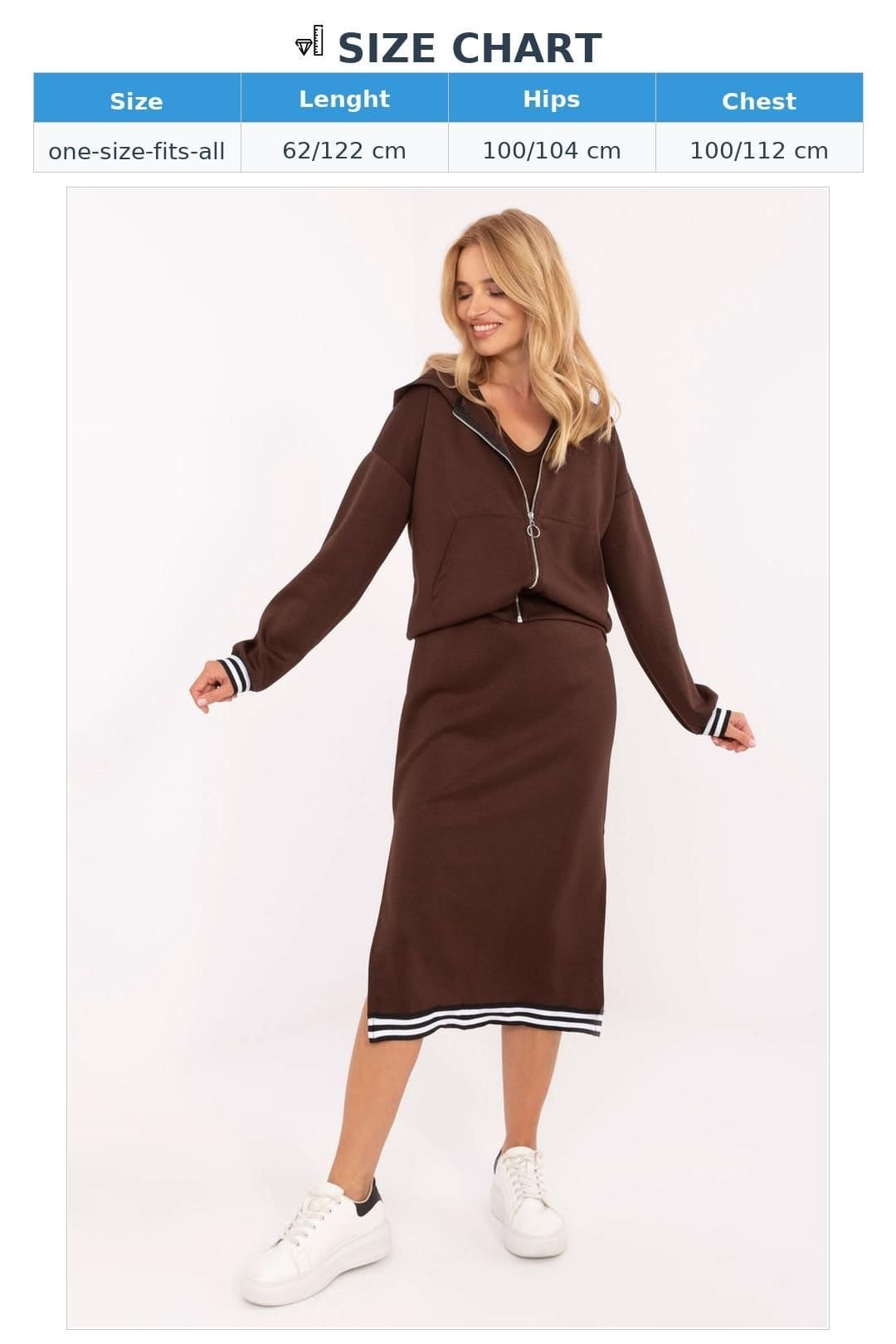 Love Lace Love Lace Women's Casual Hooded Sweatshirt Midi Dress Set in Brown - 4
