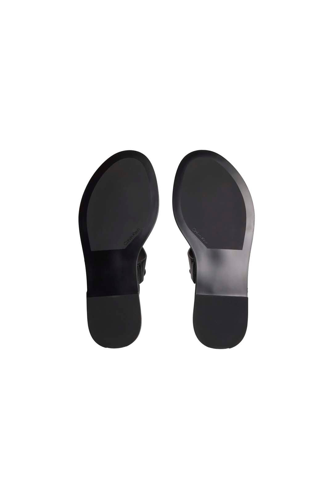 Calvin Klein Calvin Klein Women's Round Flat Sndl Thong Lth Hdw Triple Black - 4
