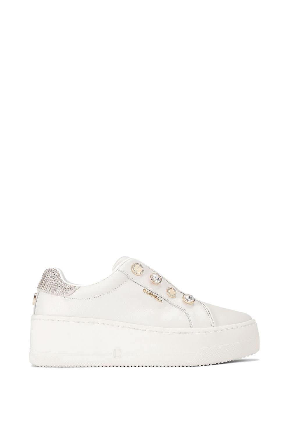 Carvela Carvela White Leather Trainers with Gold Accents