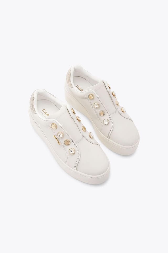 Carvela Carvela Women's 'Connected Laceless Coin' Leather Trainers in White - 2