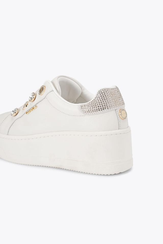 Carvela Carvela Women's 'Connected Laceless Coin' Leather Trainers in White - 3