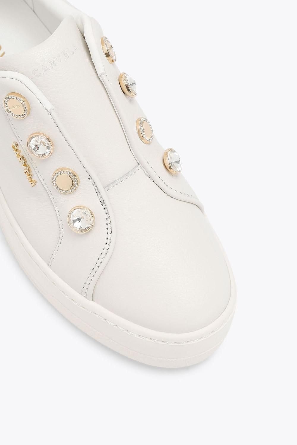 Carvela Carvela Women's 'Connected Laceless Coin' Leather Trainers in White - 4