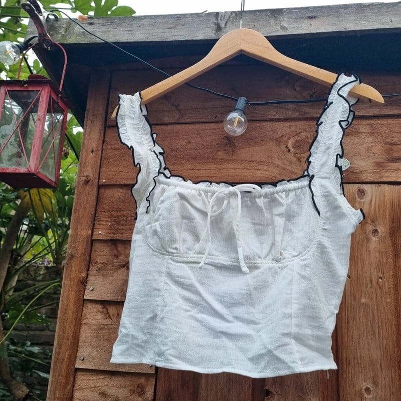 Bershka White and Black Corset Top