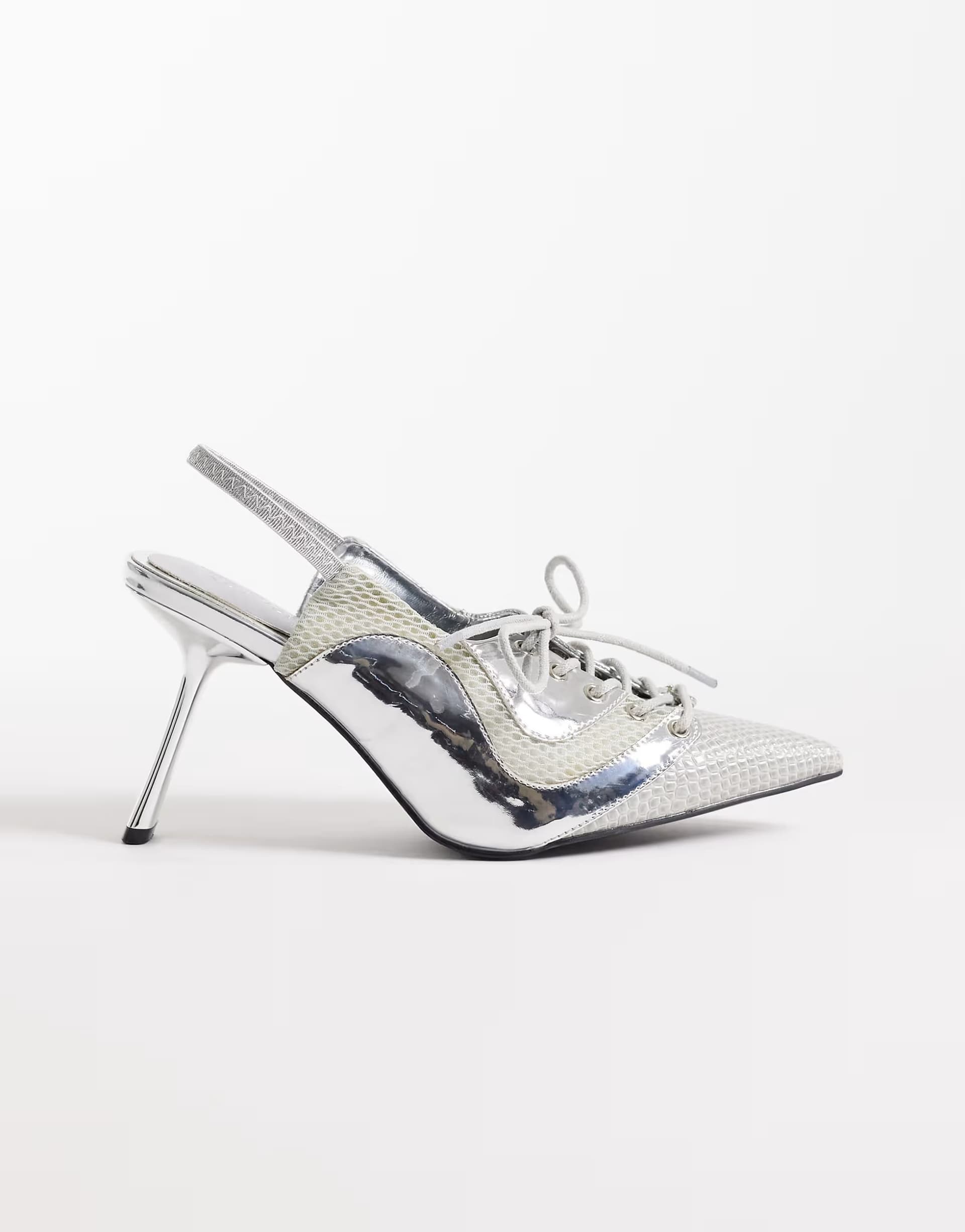ASOS ASOS Silver Lace-Up Football Heels
