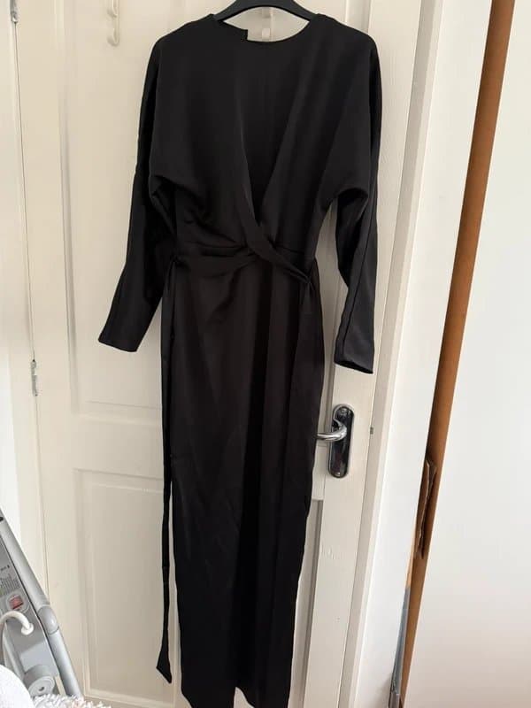 ASOS Design ASOS satin maxi dress with batwing sleeve and wrap waist