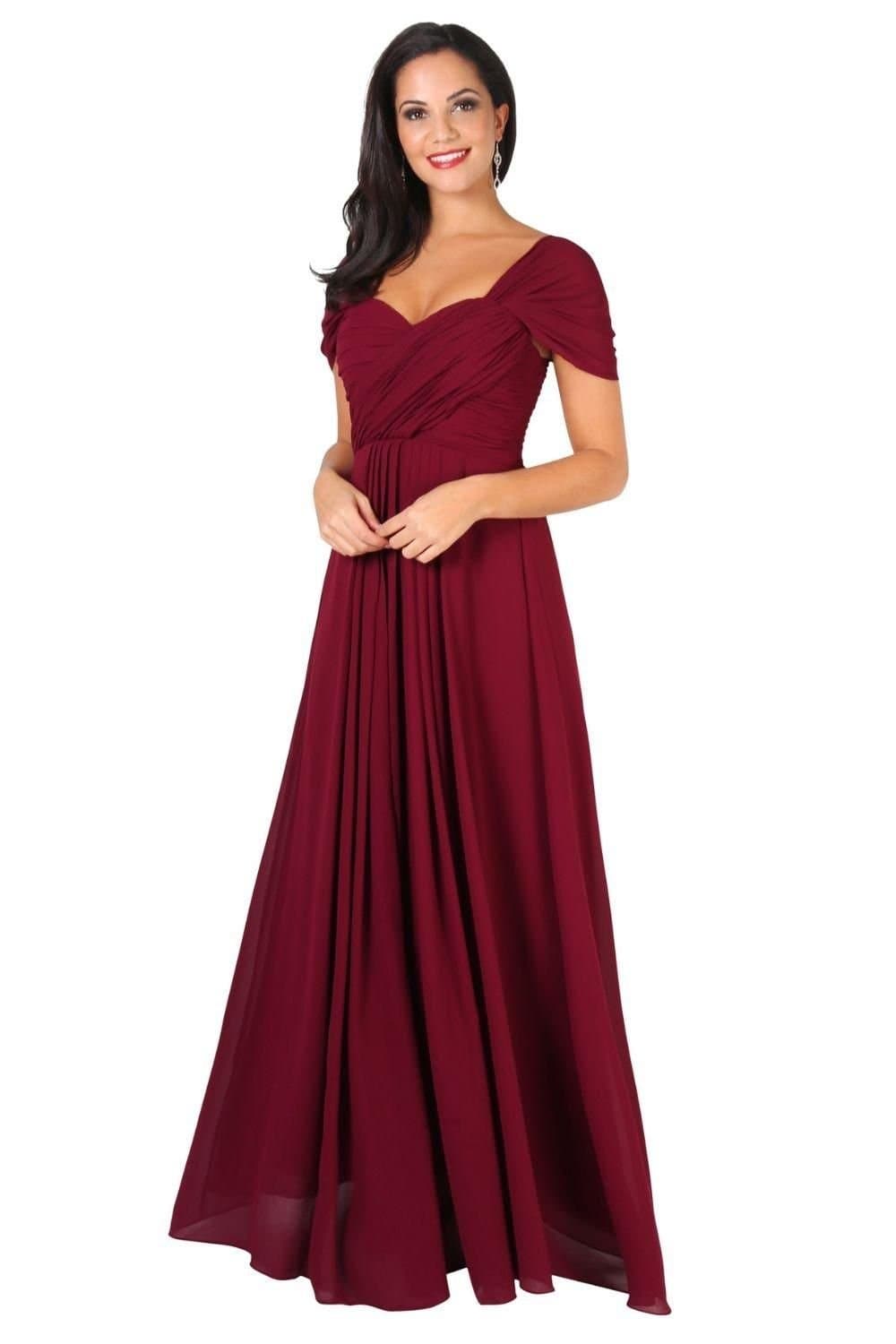 KRISP KRISP Women's Multiway Neckline Occasion Maxi Dress in Burgundy