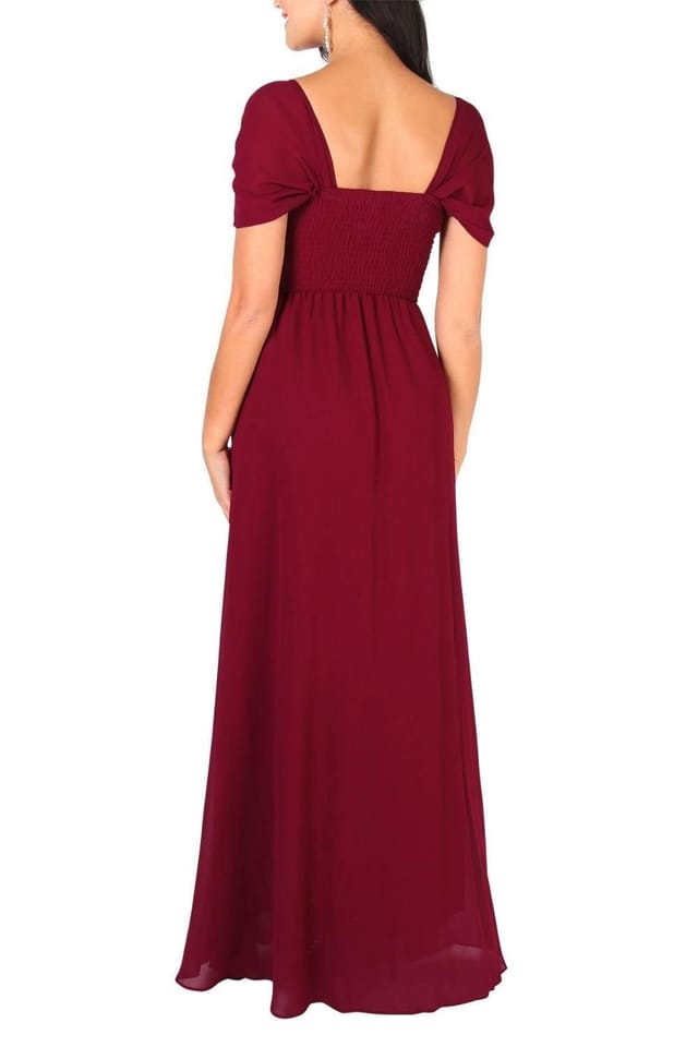 KRISP KRISP Women's Multiway Neckline Occasion Maxi Dress in Burgundy - 3