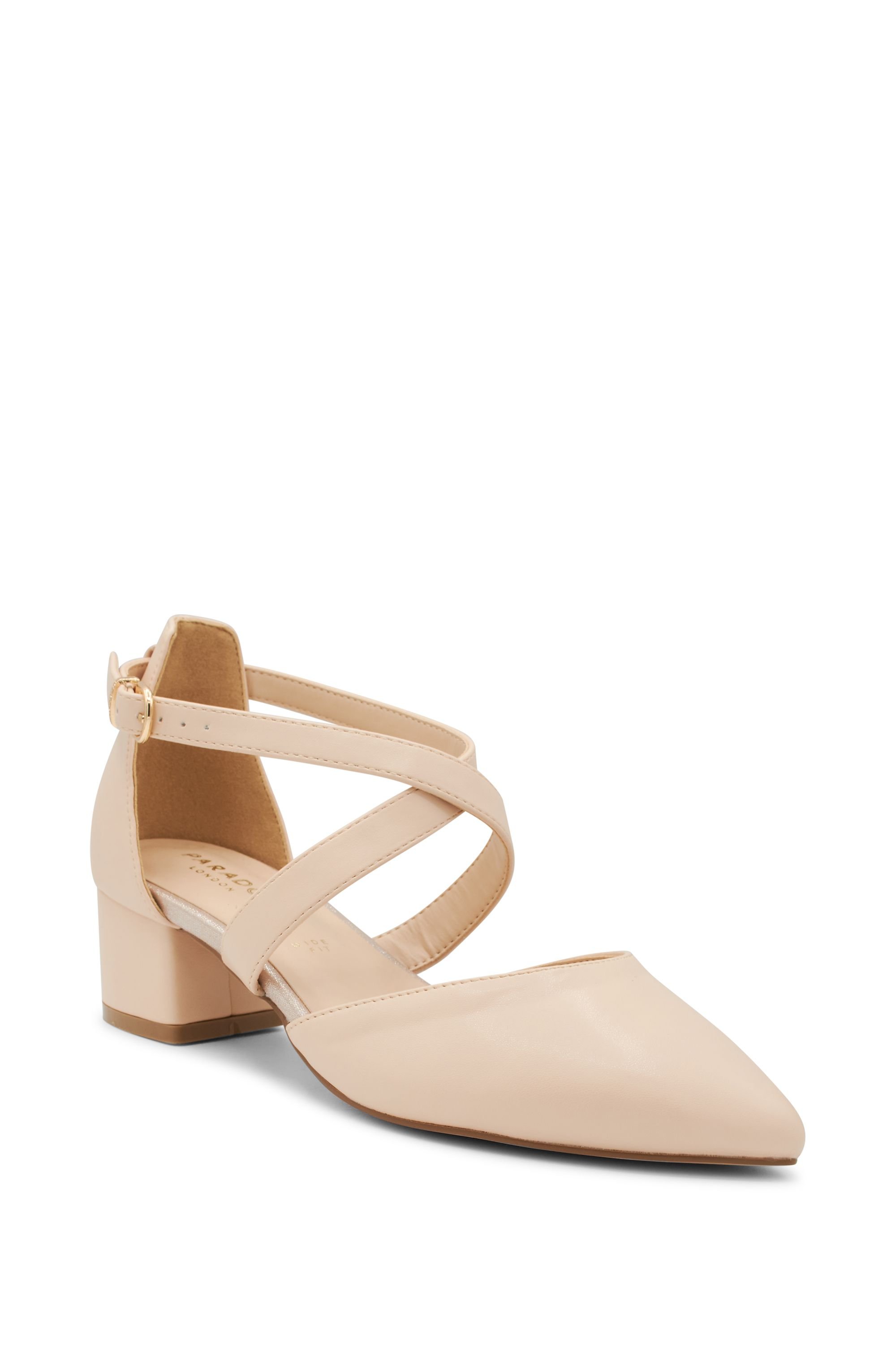 Paradox London Paradox London Women's 'Fran' Wide Fit Low Block Heel Court Shoe in Nude - 2