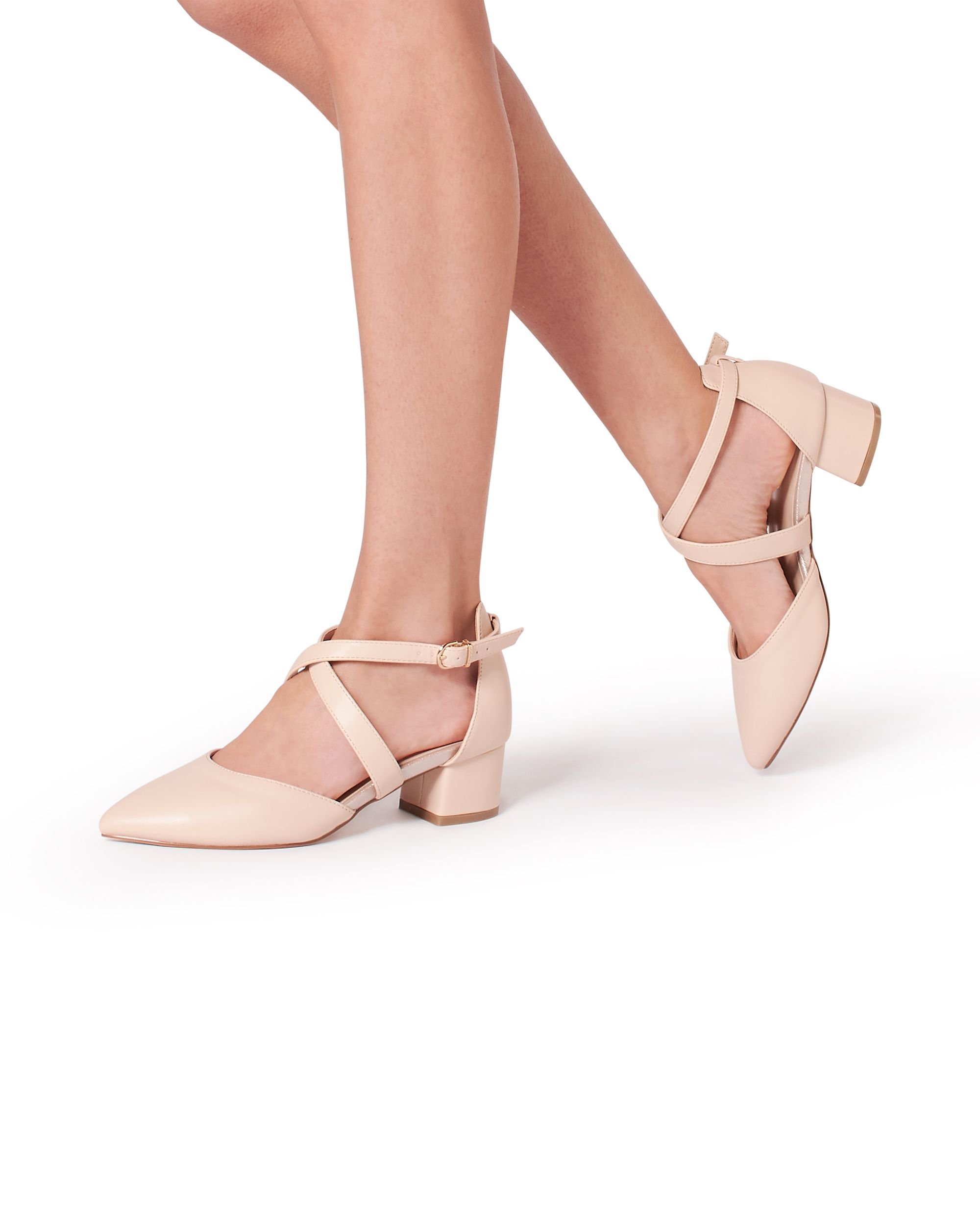 Paradox London Paradox London Women's 'Fran' Wide Fit Low Block Heel Court Shoe in Nude - 4
