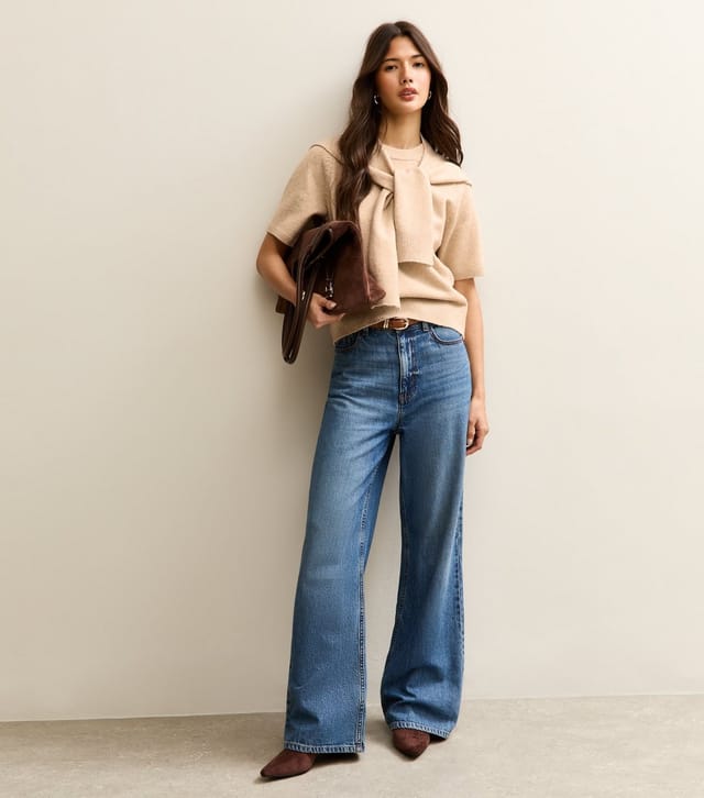 New Look Women's Oatmeal Scarf Tie Short Sleeve Knit Top New Look - 3