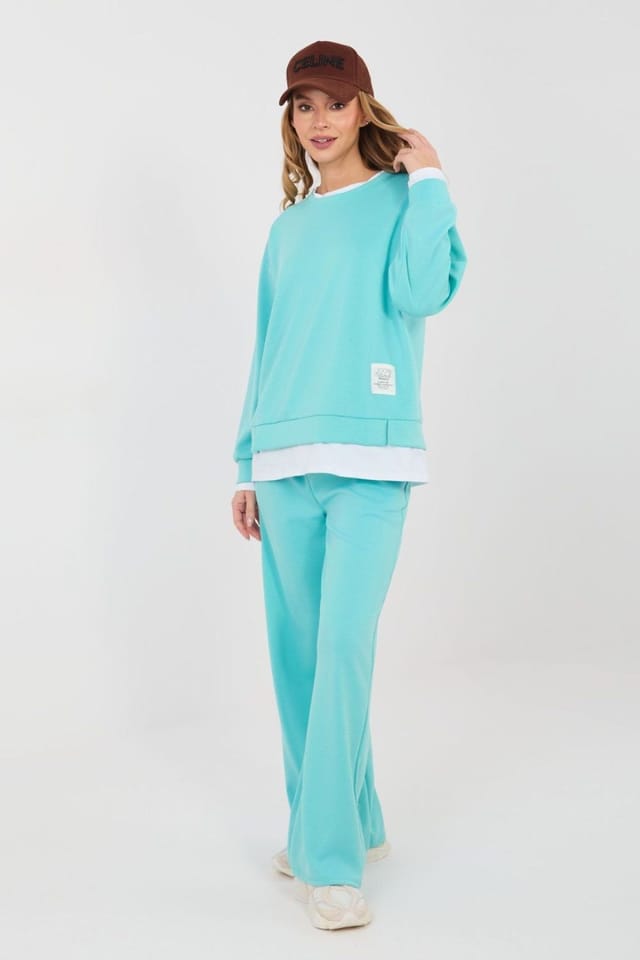 Love Lace Love Lace Women's Casual Minimal Tracksuit Set with Pockets Style 224667 in Turquoise - 2