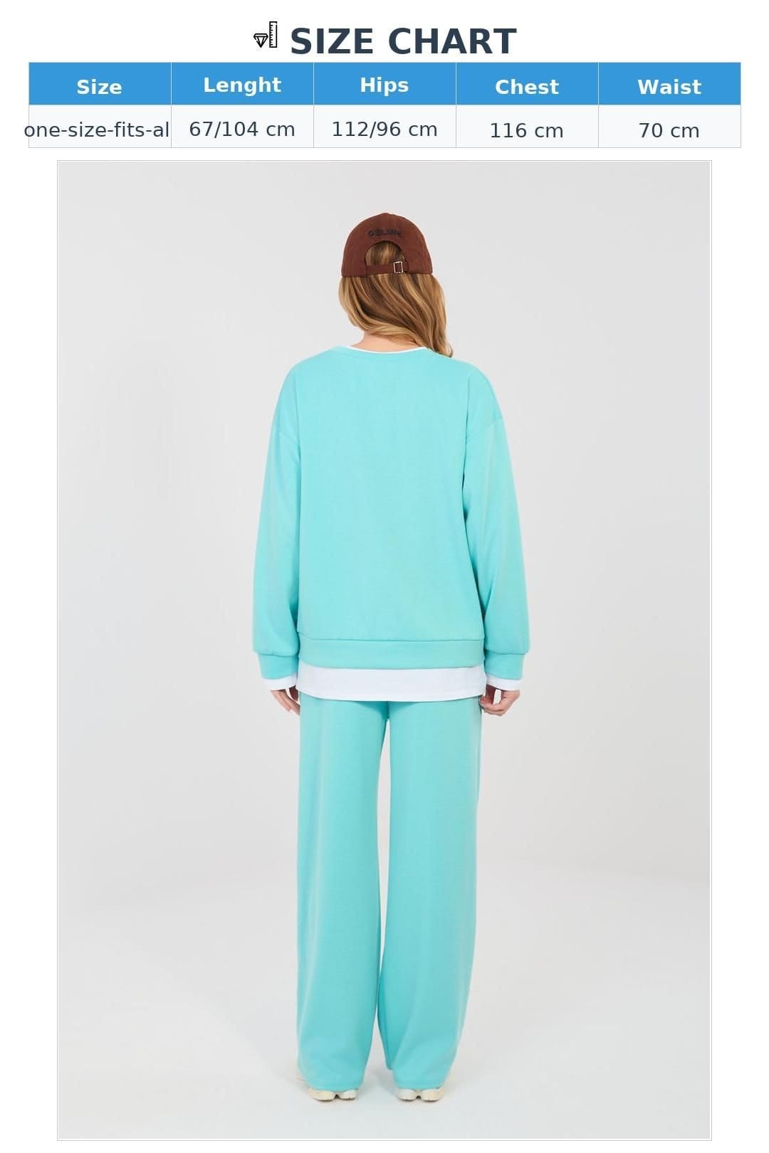 Love Lace Love Lace Women's Casual Minimal Tracksuit Set with Pockets Style 224667 in Turquoise - 4