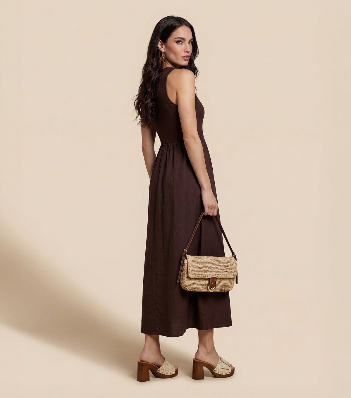 Urban Bliss Women's Brown Ribbed Poplin Midi Dress Urban Bliss New Look - 4