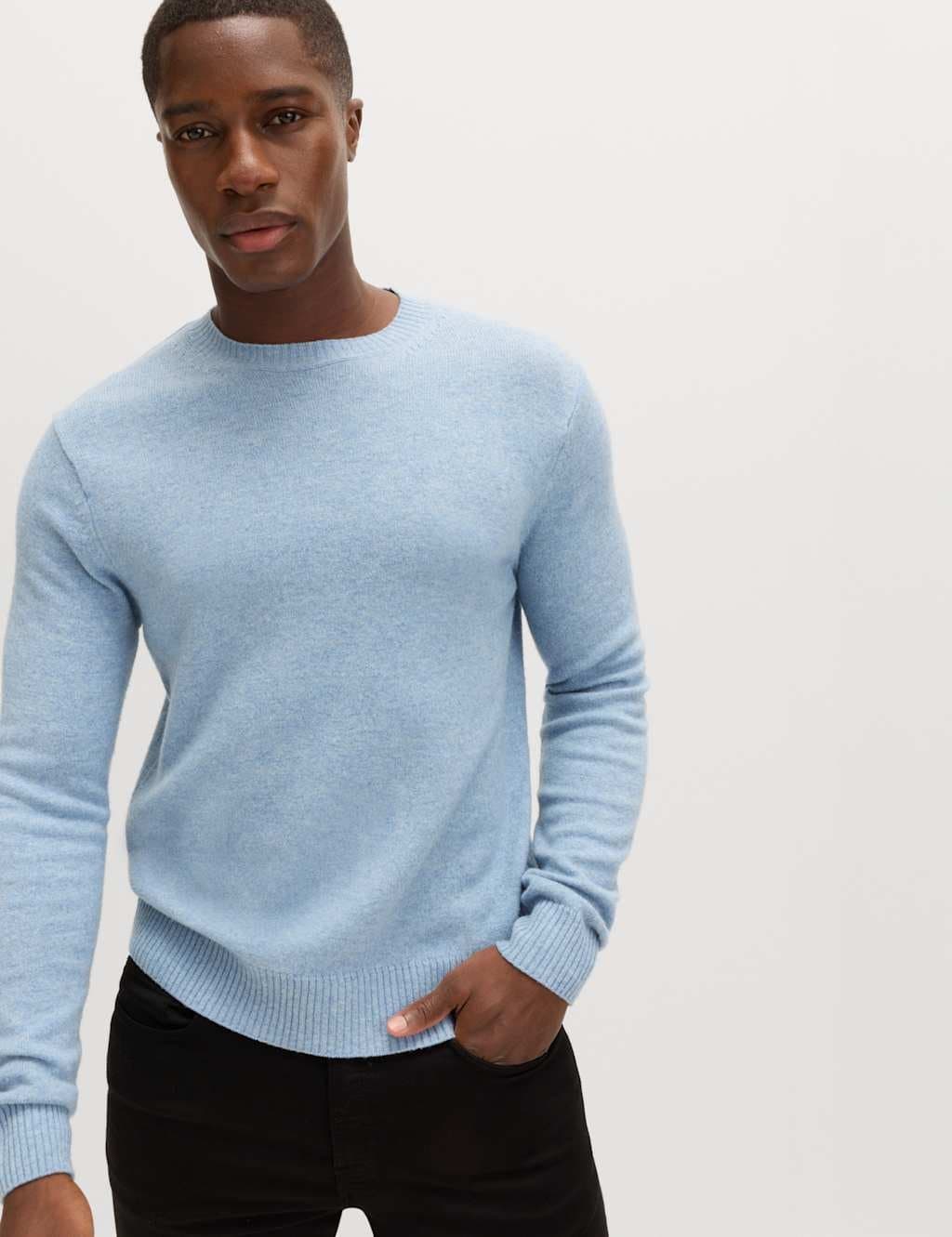 Marks & Spencer M&S Light Blue Lambswool Crew Neck Jumper