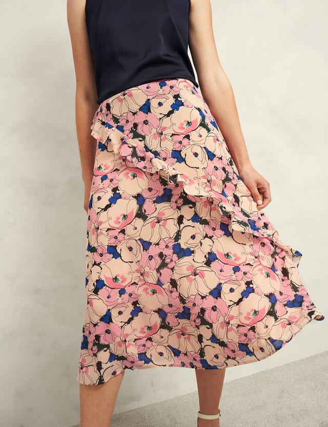 Hobbs London Hobbs London Women's Maynard High Waist Midi Skirt in Dusty Pink - 2