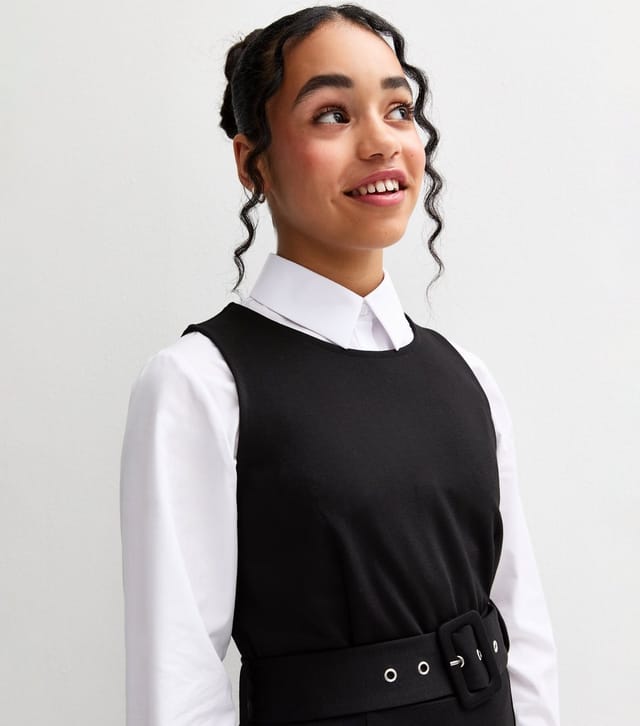 New Look Girls' Black Belted Sleeveless School Dress New Look - 2