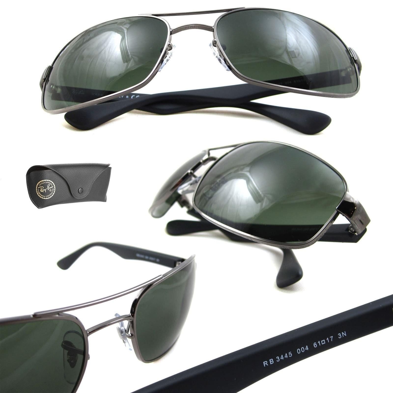 Ray-Ban Ray-Ban Men's Rectangle Gunmetal Green 3445 Sunglasses in Grey - 4