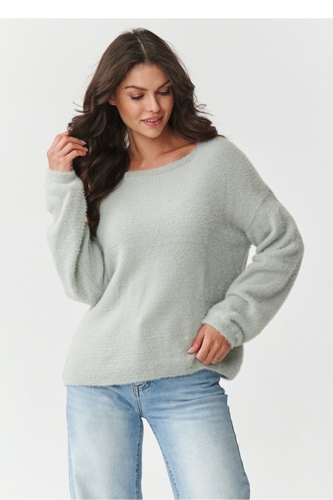 Love Lace Grey Polyamide Fuzzy Sweater