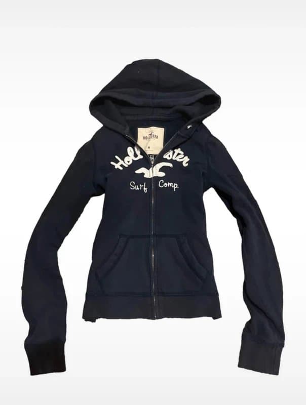 Hollister Vintage Hollister ’Surf Comp’ Full Zip Hoodie - Navy Blue